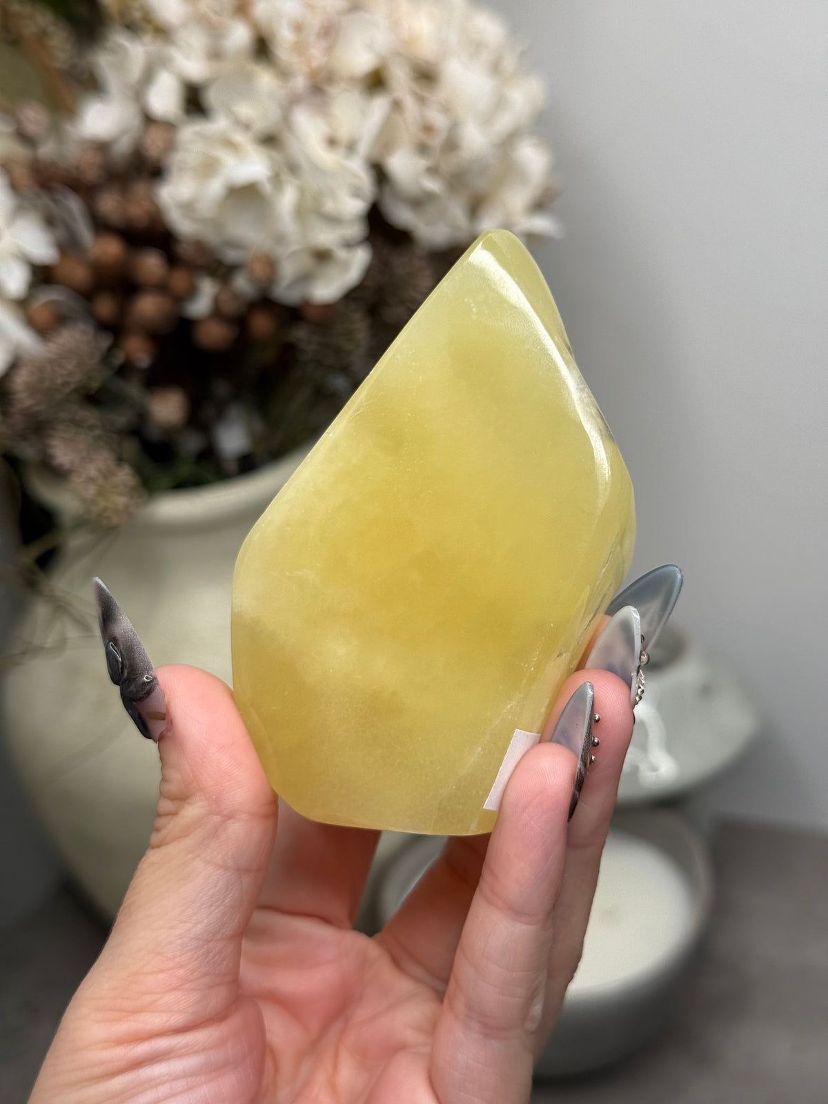 Yellow Aragonite Freeform Crystal Carvings I - Pakistan