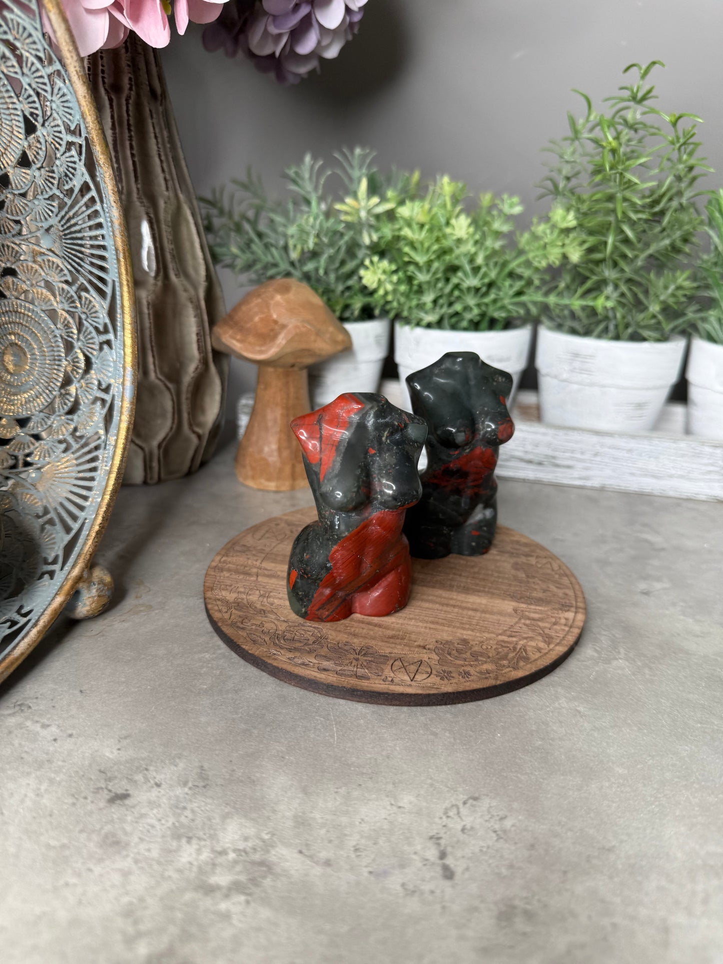 African Bloodstone Goddess Crystal Carvings