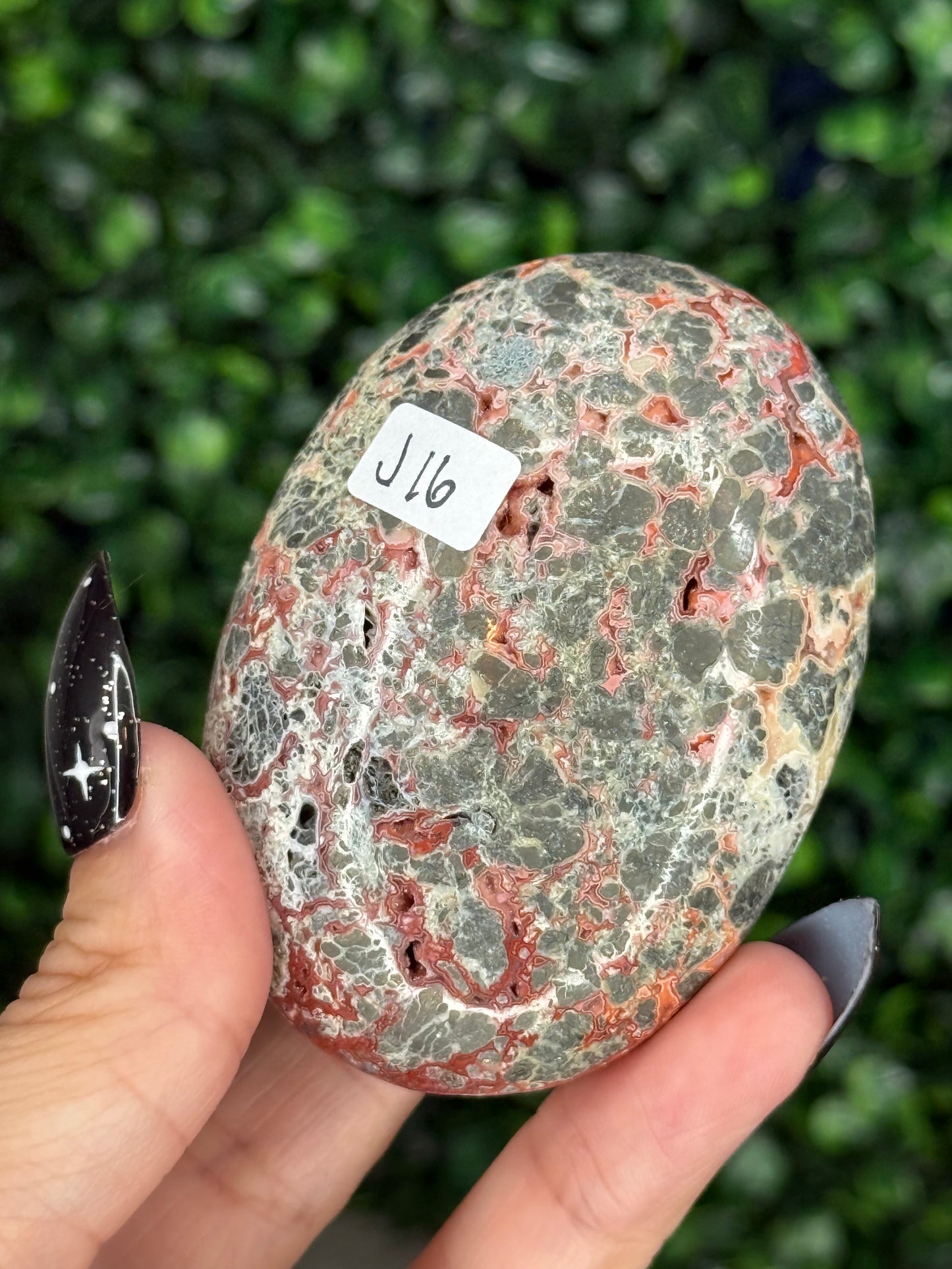 Red Marcasite palmstone Crystal carving J - Indonesia