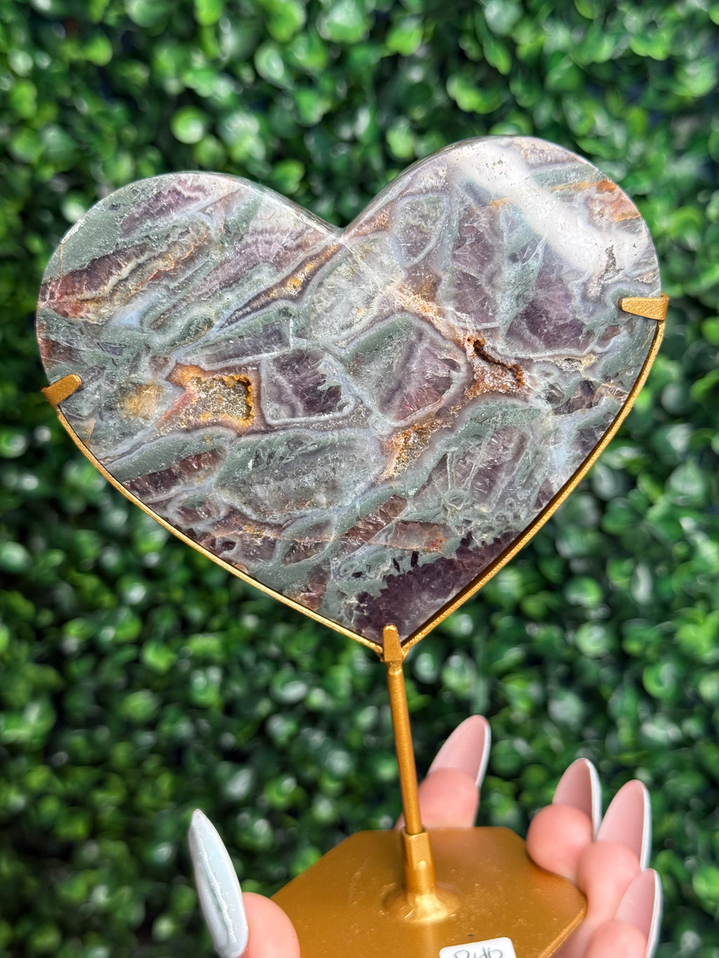 Multicoloured Amethyst Heart Crystal Carving - Indonesia - D