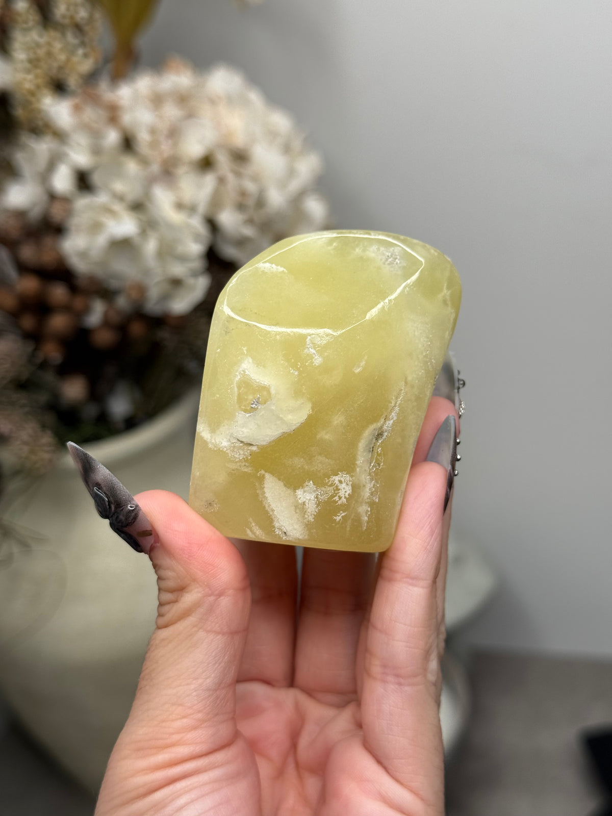 Yellow Aragonite Freeform Crystal Carvings C - Pakistan