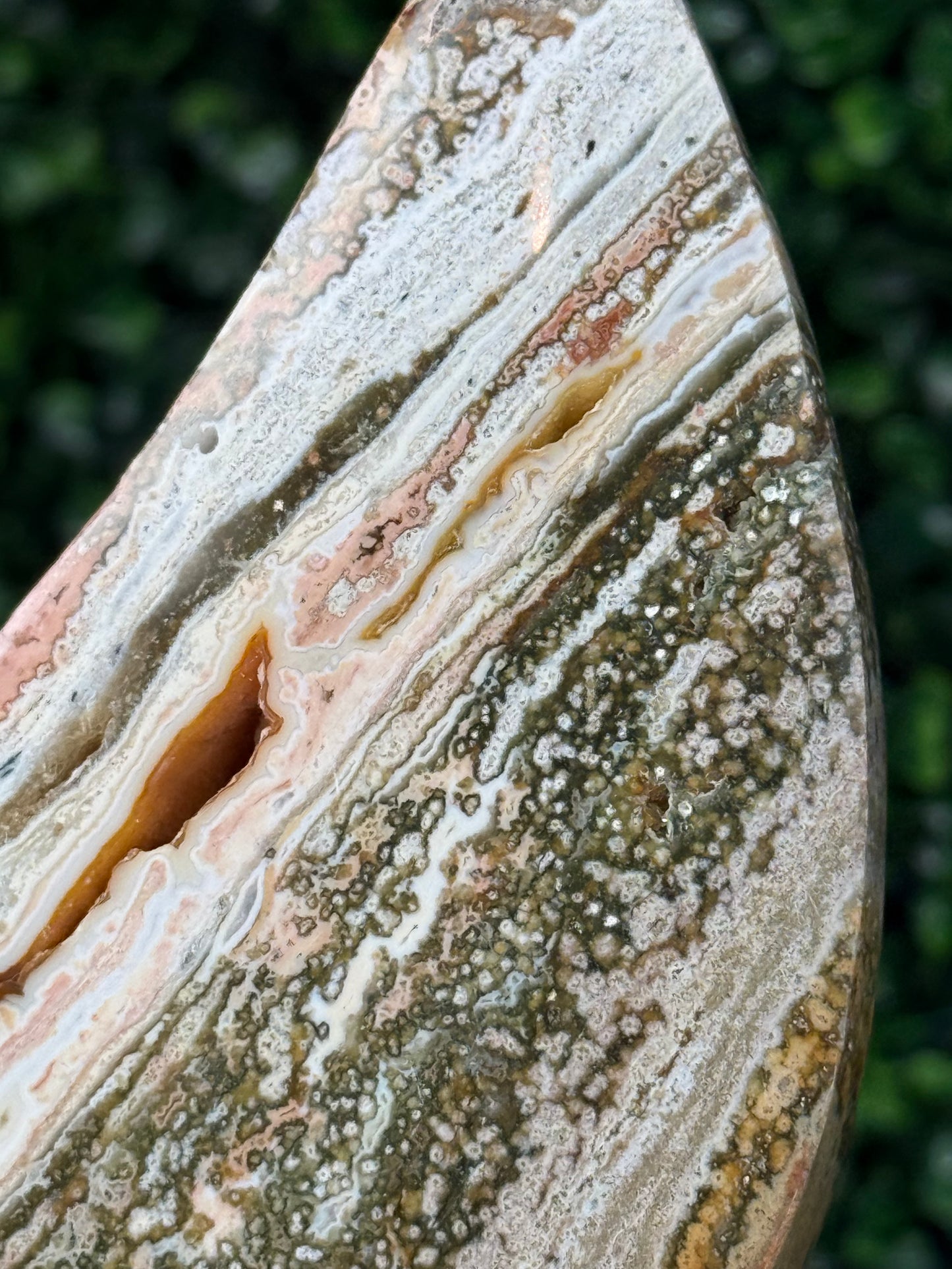 Pink Ocean Jasper teardrop Crystal carving from Indonesia A