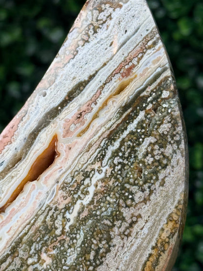 Pink Ocean Jasper teardrop Crystal carving from Indonesia A