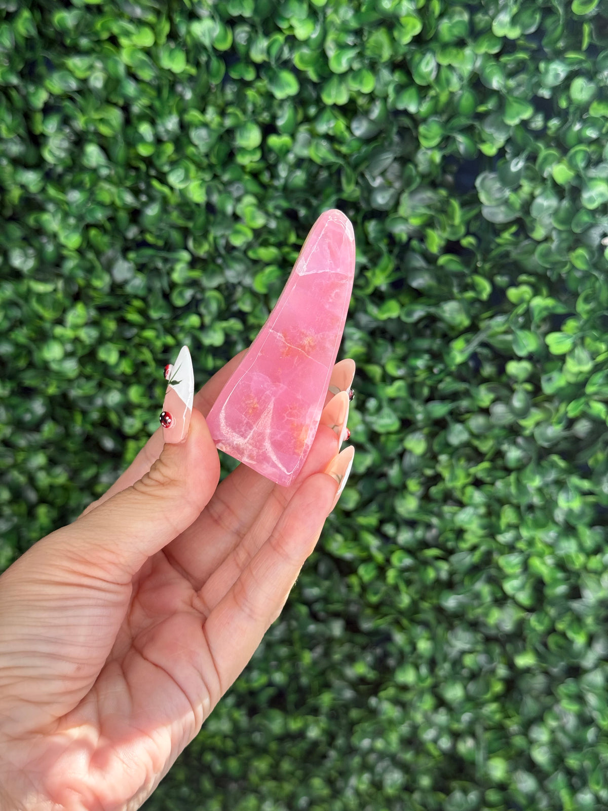 Pink Aragonite AAA with gold Stand from Afghanistan O