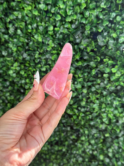 Pink Aragonite AAA with gold Stand from Afghanistan O