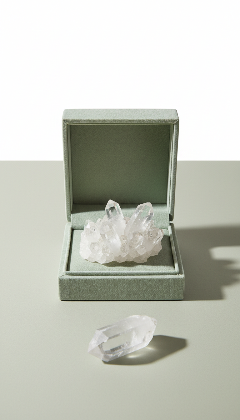 Clear Quartz Cluster Velvet Box Display