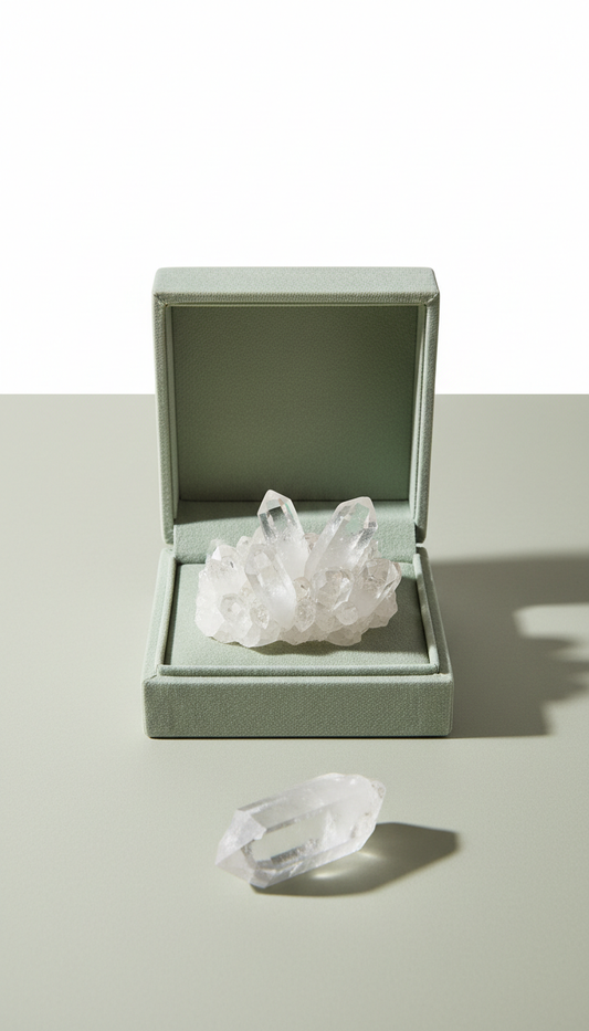 Clear Quartz Cluster Velvet Box Display