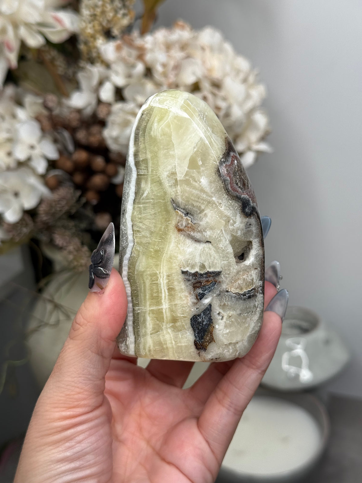 Yellow Aragonite Freeform Crystal Carvings O - Pakistan