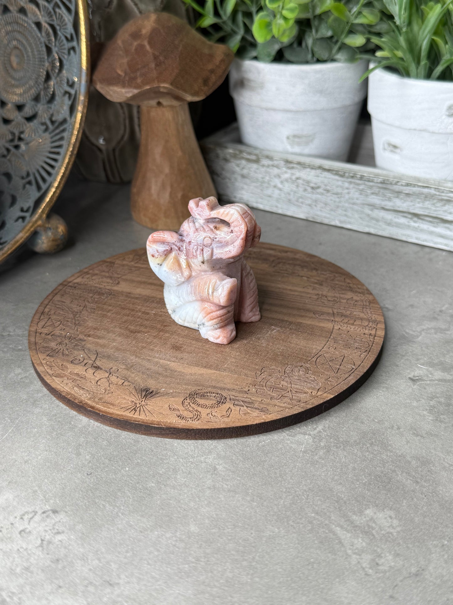 Ocean Jasper Hand Carved Elephant Crystal Carving