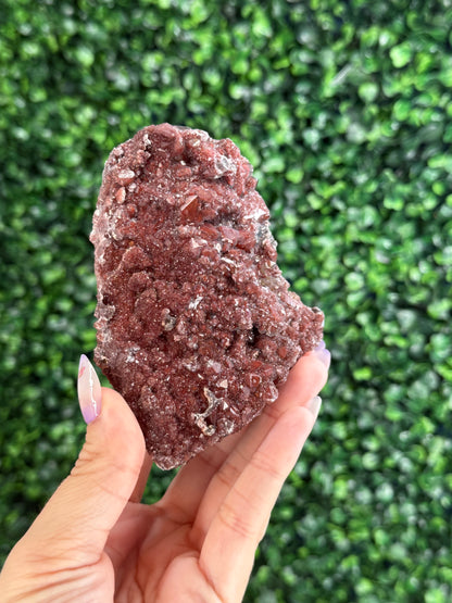 Red Hematite Quartz Crystal Specimen - Morocco D