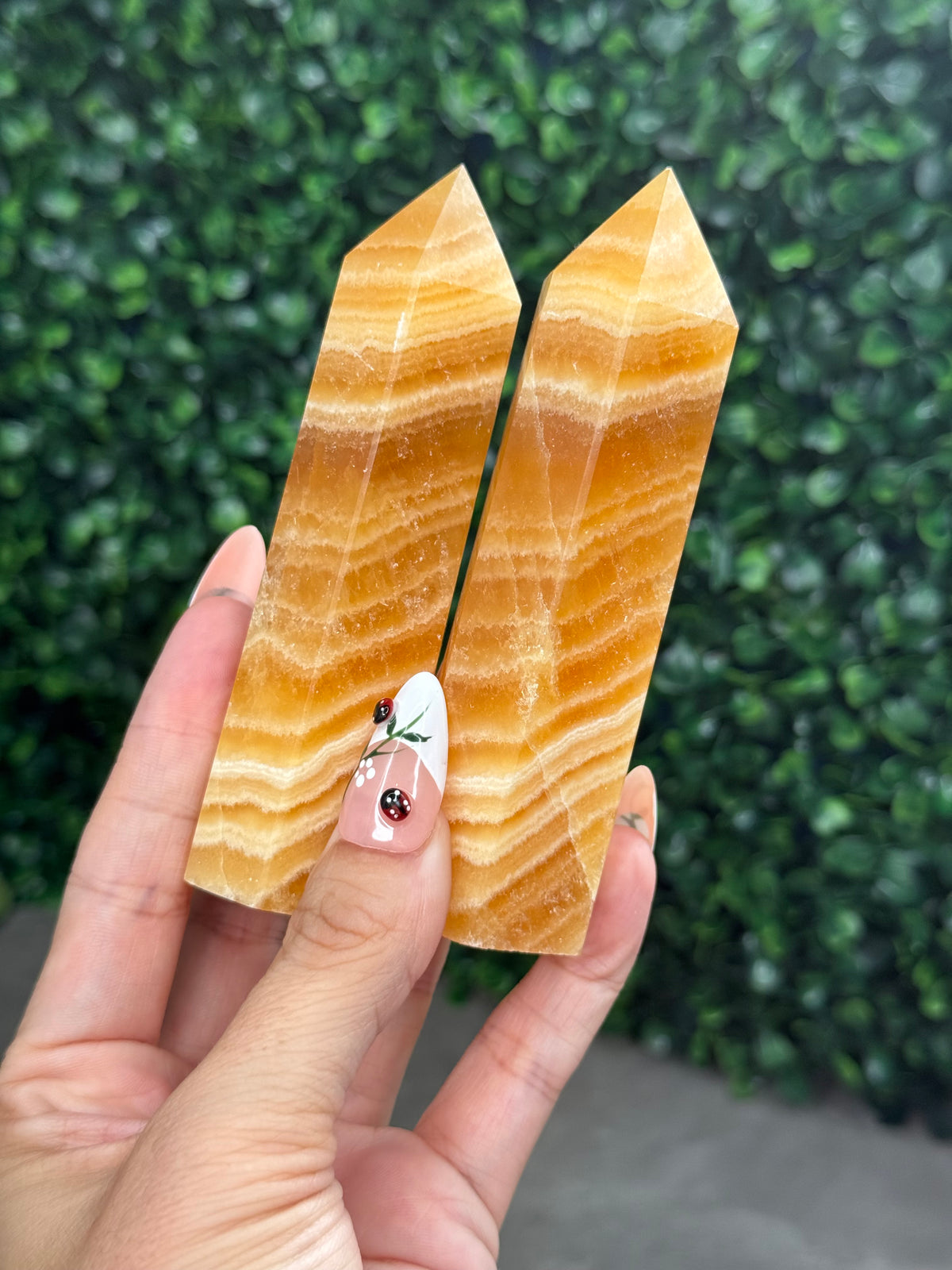 Orange Calcite Towers Crystal Carvings