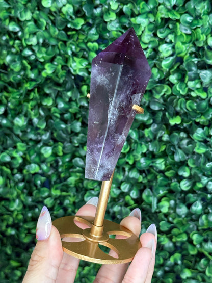 High Quality Amethyst Wand with Custom Gold Stand - 171g with Stand