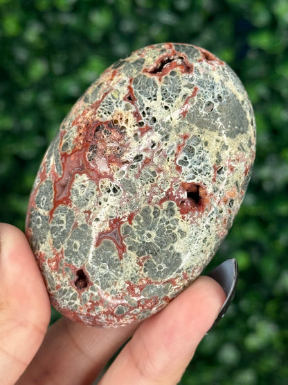 Red Marcasite palmstone Crystal carving J - Indonesia