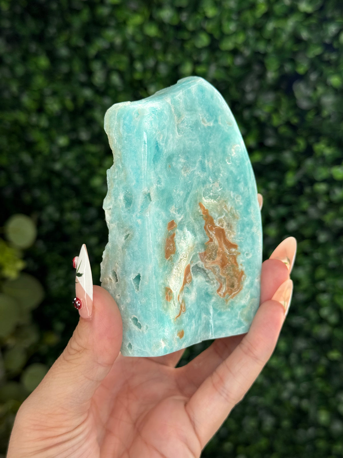 Half polish Blue Aragonite Freeform - W
