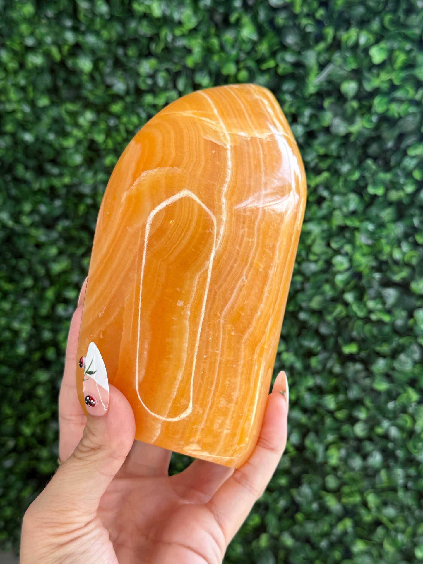 XL Orange Calcite Polished Freeform Crystal Carvings from India H 1.3kg