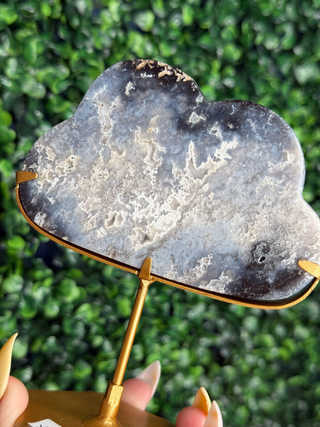 Blue Plume Agate Cloud Crystal Carving from Indonesia X