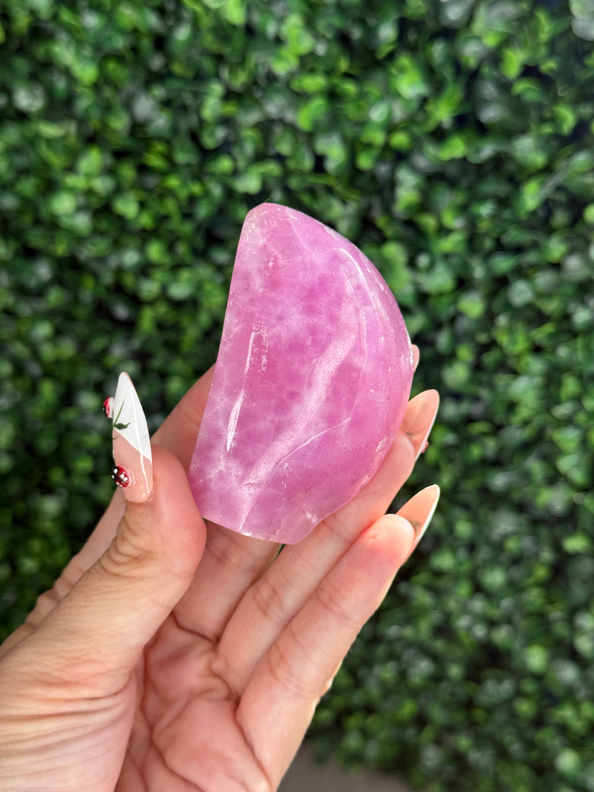 Pink Aragonite AAA with gold Stand from Afghanistan