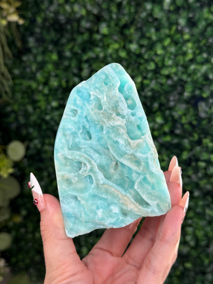Half polish Blue Aragonite Freeform - L