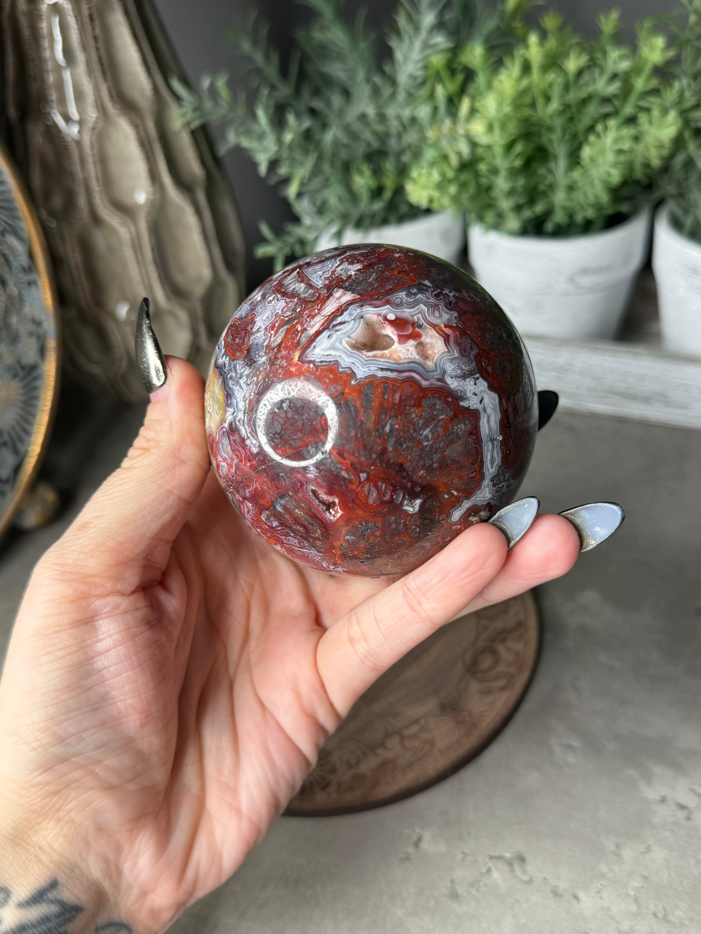 Mexican Lace Druzy Agate Sphere