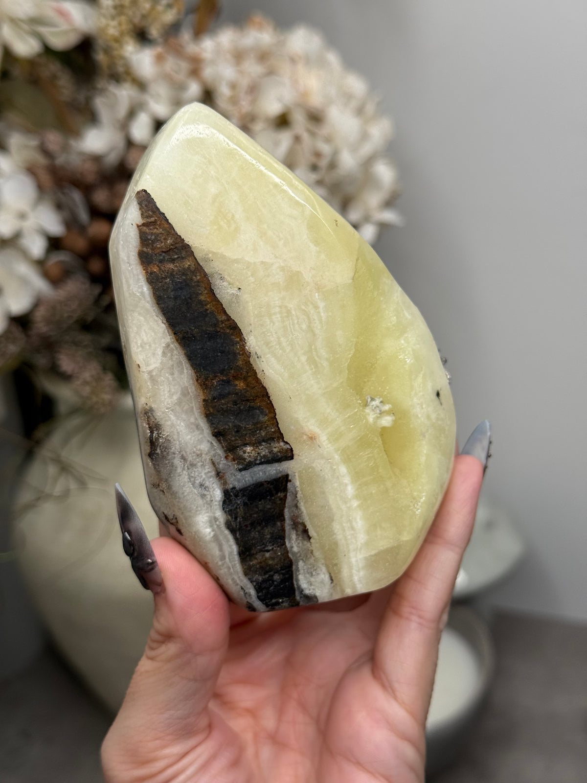 Yellow Aragonite Freeform Crystal Carvings R - Pakistan