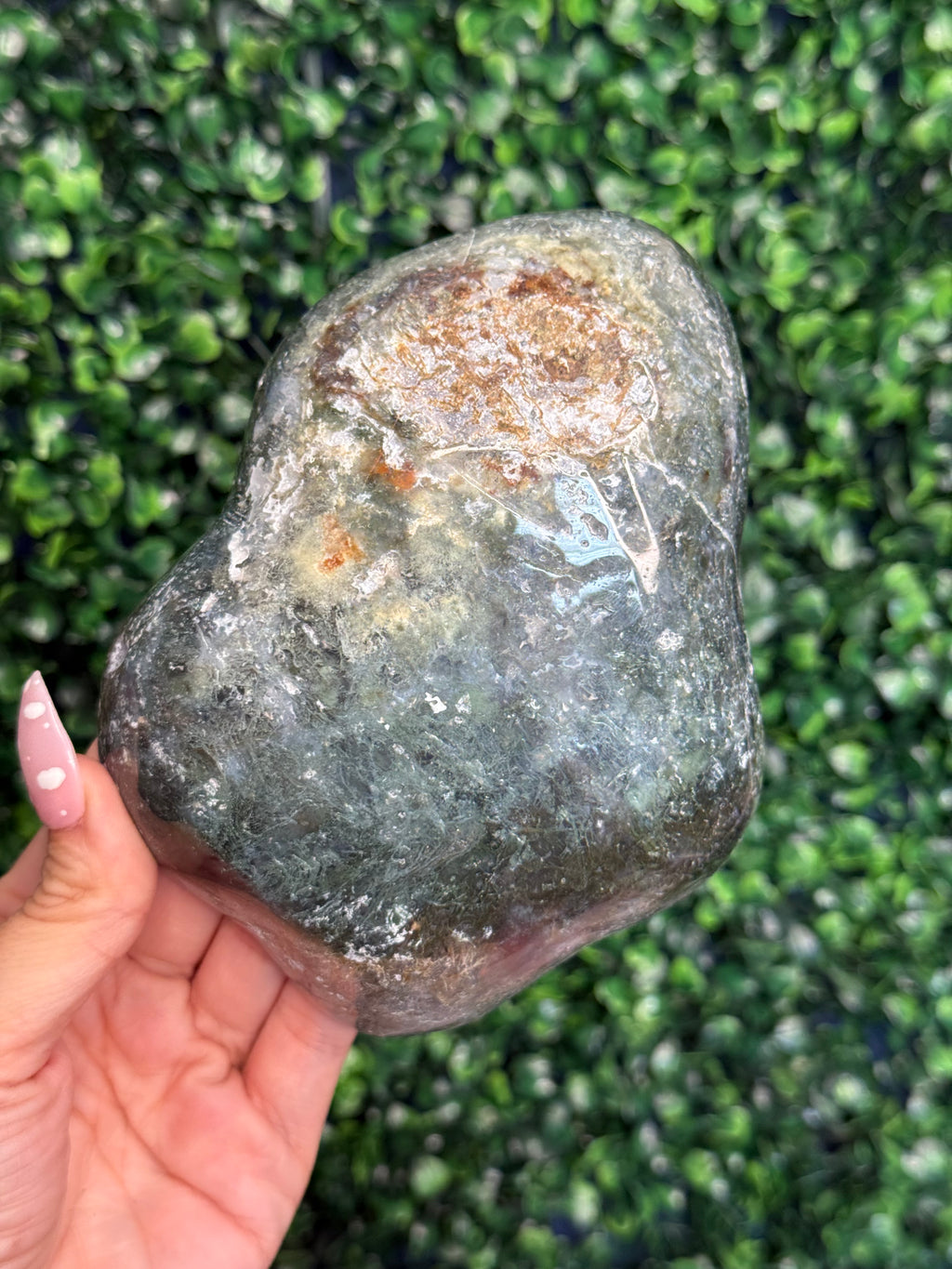 Moss agate & Ocean Jasper Bowl 369g Madagascar - Imperfect