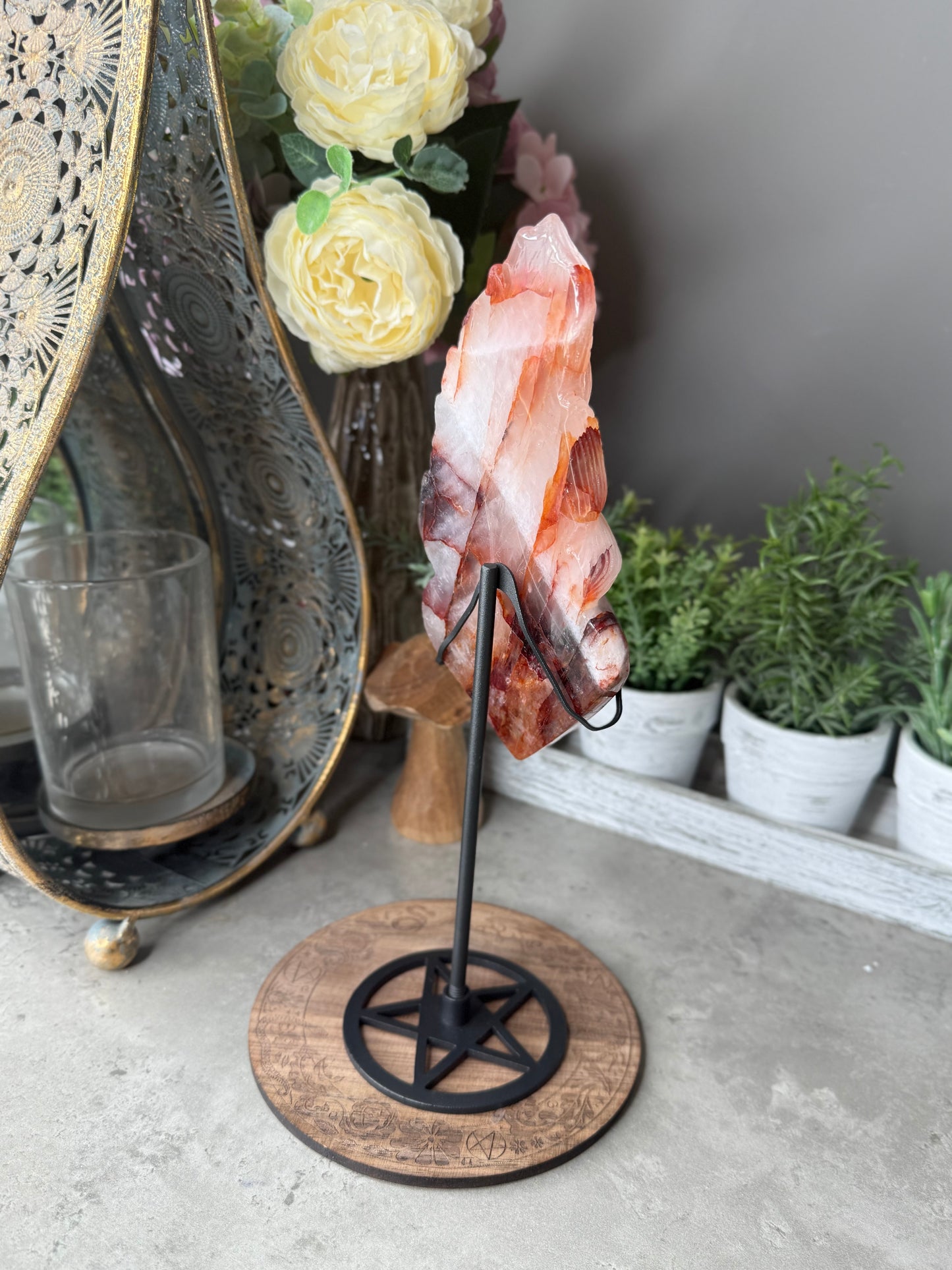 Fire Quartz Crystal Nine Tail Fox Statement Piece