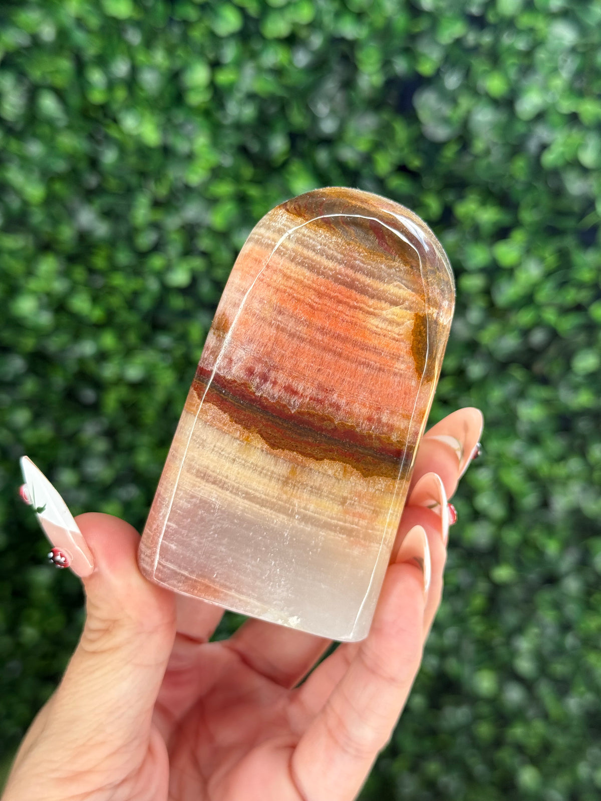 Peach Calcite Freeform Crystal Carving - Pakistan