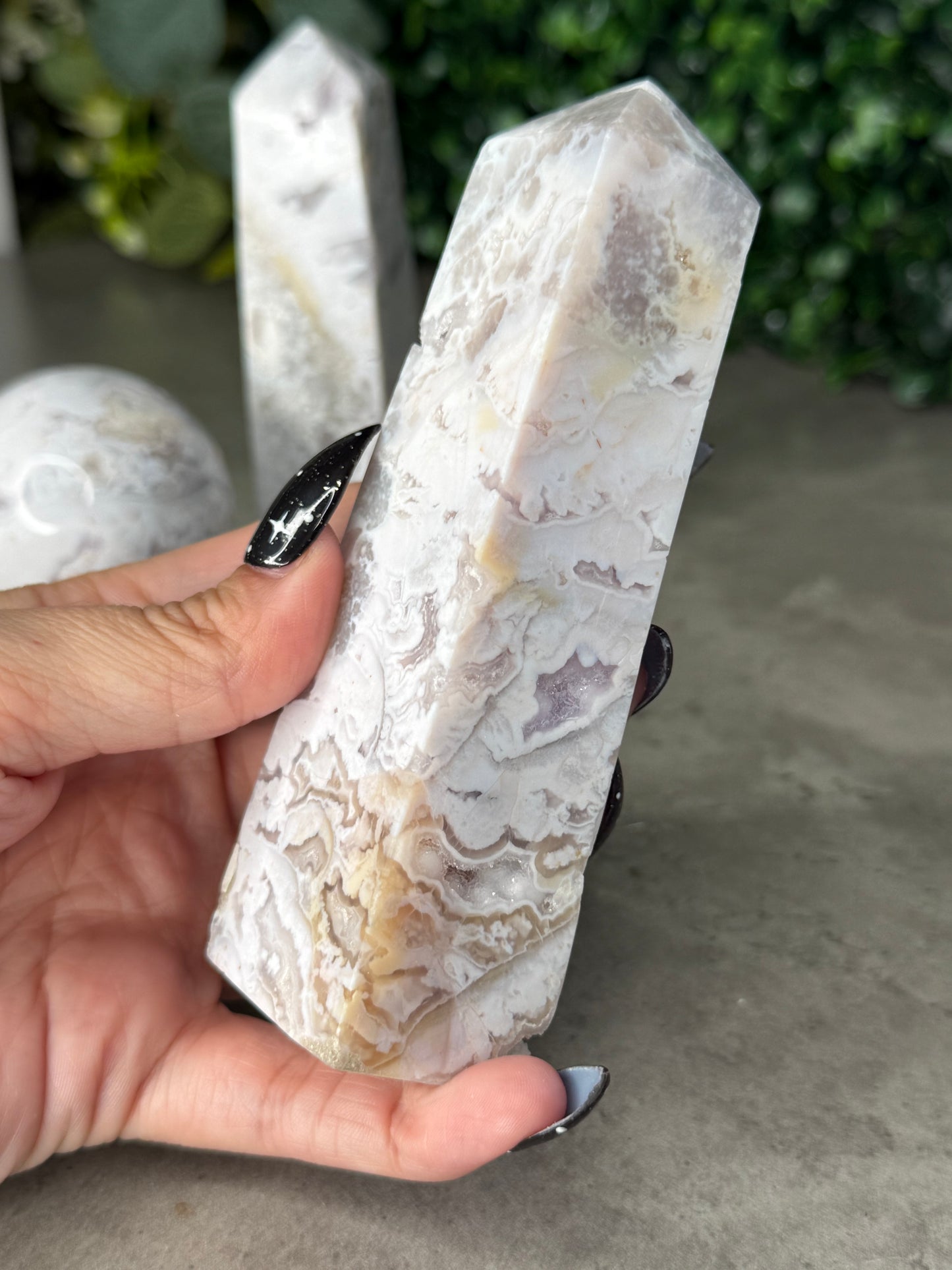 White Plume Agate with Amethyst Druzy from Closed Mine Crystal Carvings
