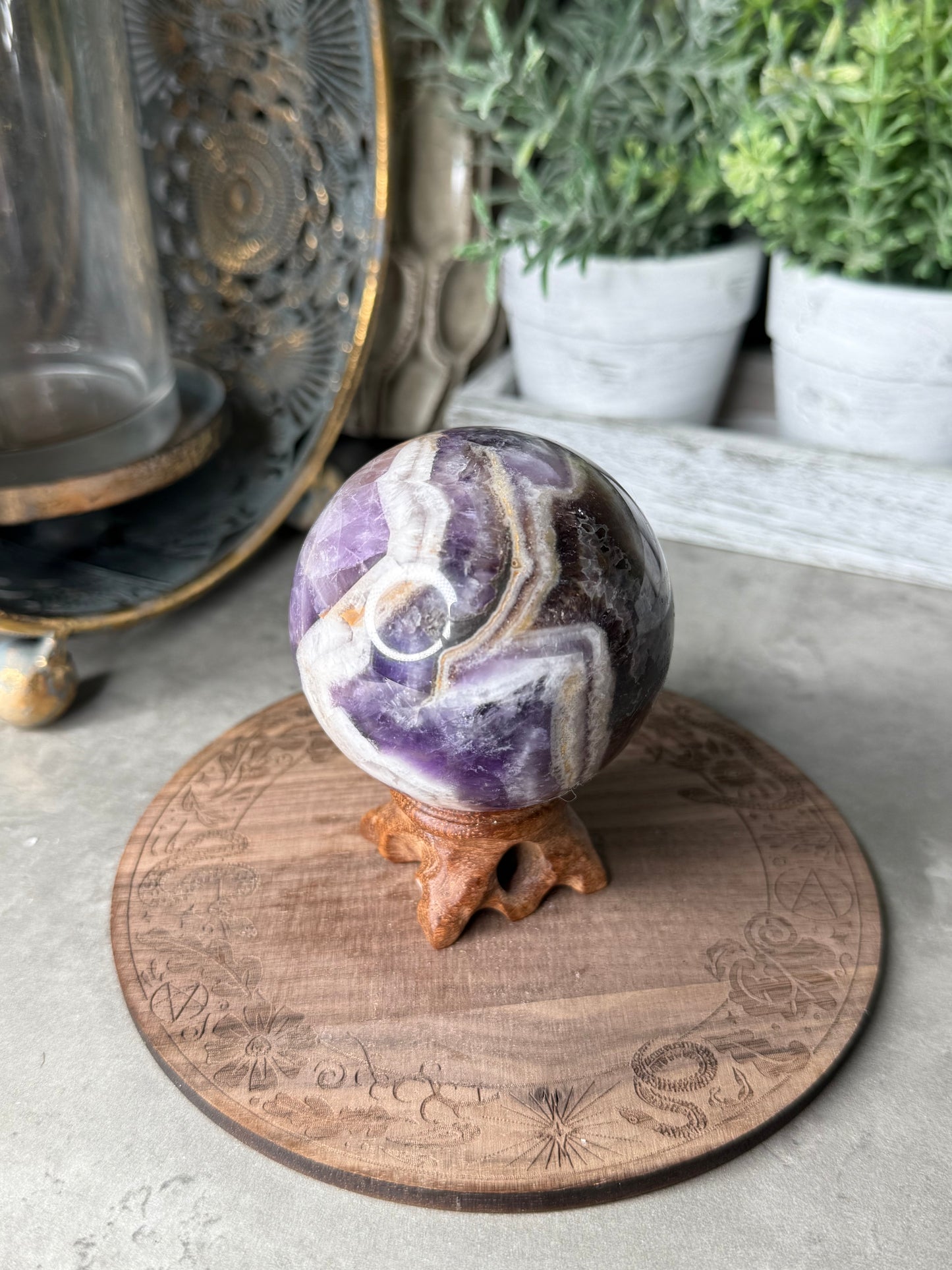 Chevron Dream Amethyst Sphere