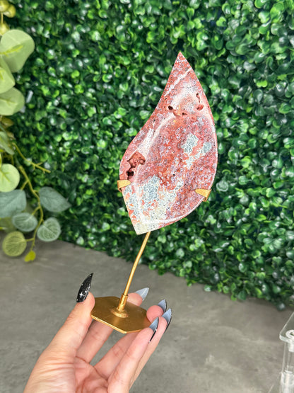 Red Marcasite Teardrop Freeform Crystal carving - Indonesia