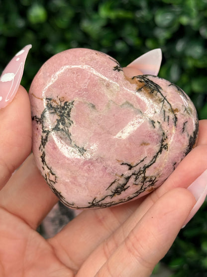 Rhodonite Hearts Crystal Carvings