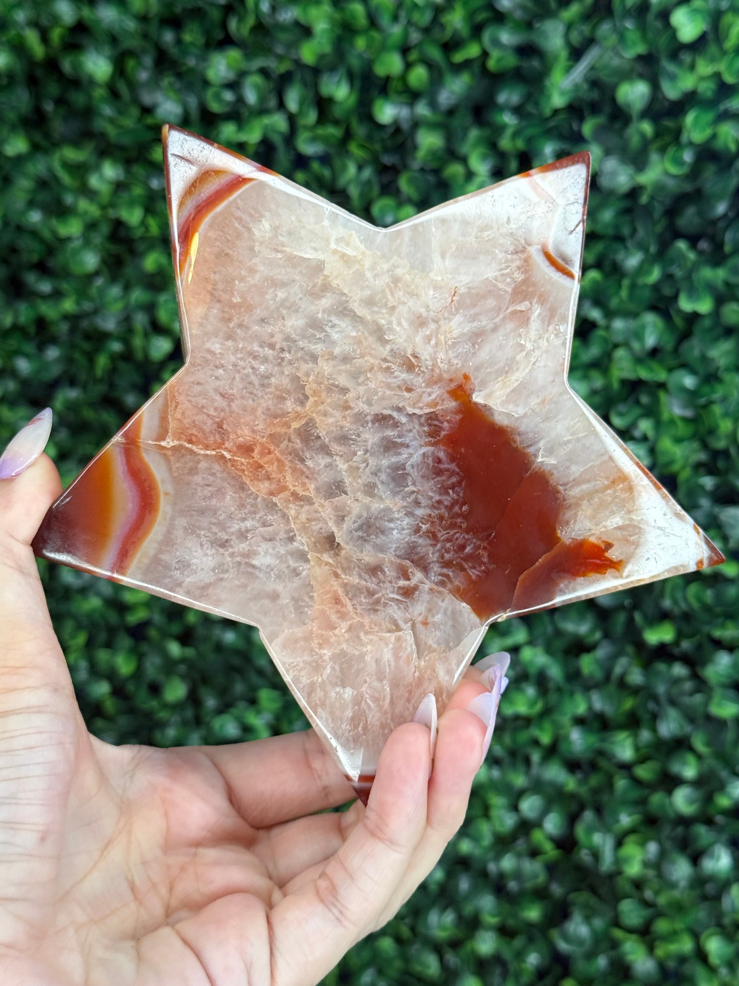 Large Red Agate Star with Stand - 700g