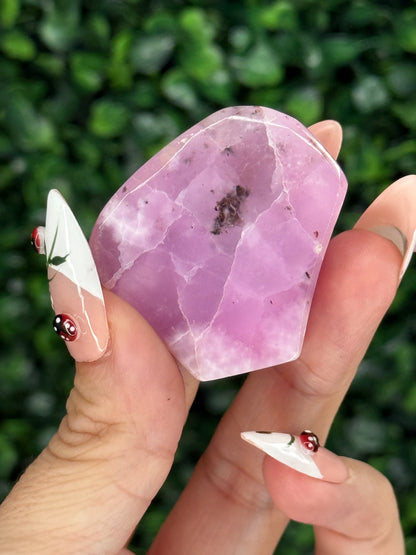 Pink Aragonite AAA with gold Stand from Afghanistan D