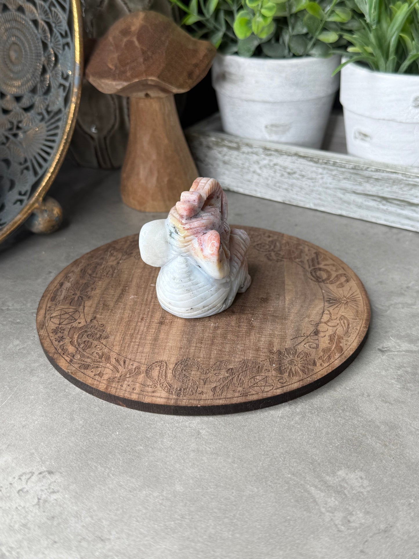 Ocean Jasper Hand Carved Elephant Crystal Carving