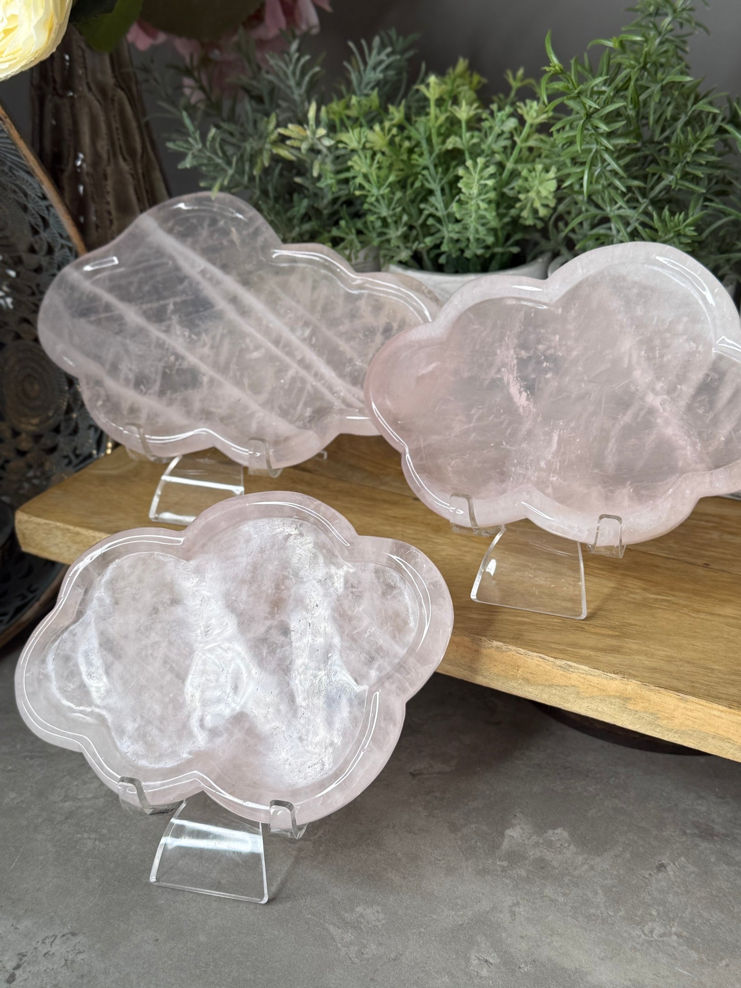 Large Rose Quartz Crystal Cloud Trays