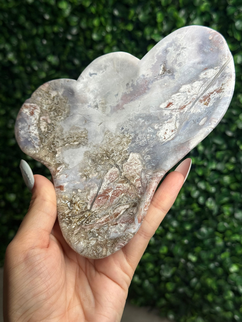 Pink & Purple Petrified Wood Bowl Trays Crystal Carvings - G