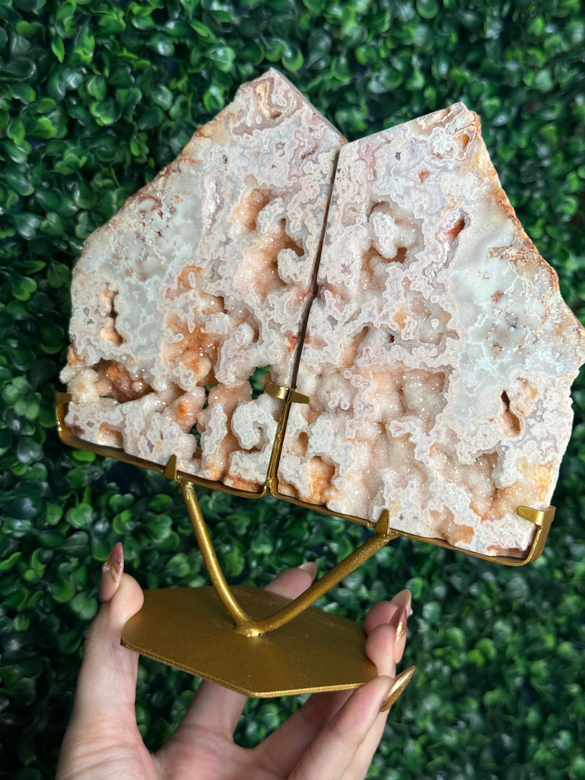 Rare Pink Carnelian Agate Slab Pair from Indonesia