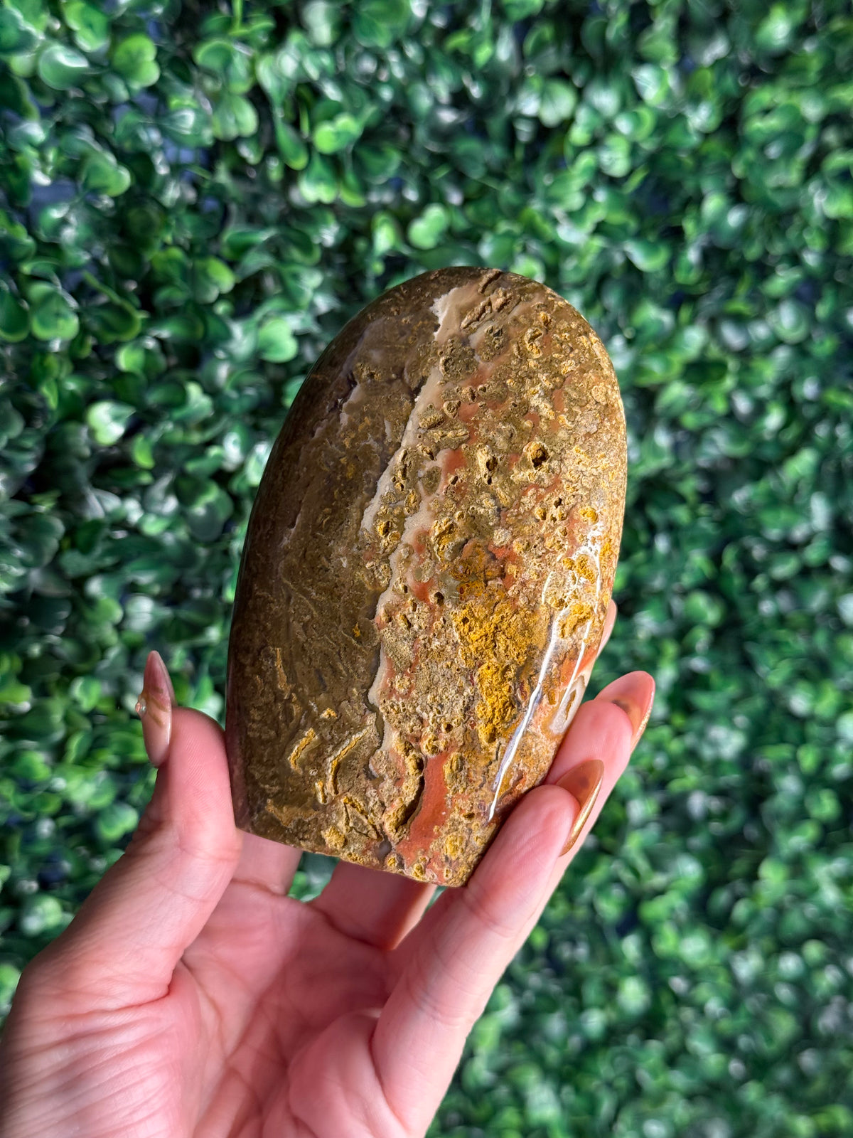 Colourful Moss Agate Freeform Crystal Carving from Indonesia - B