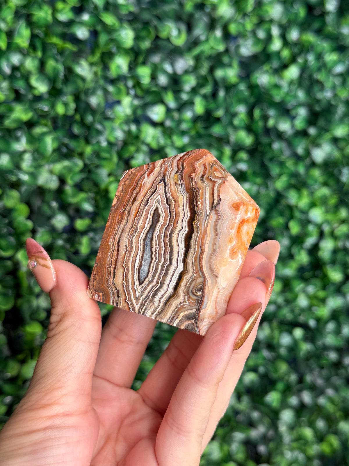 Pink Crazy Lace Agate Domino Tower from Indonesia C