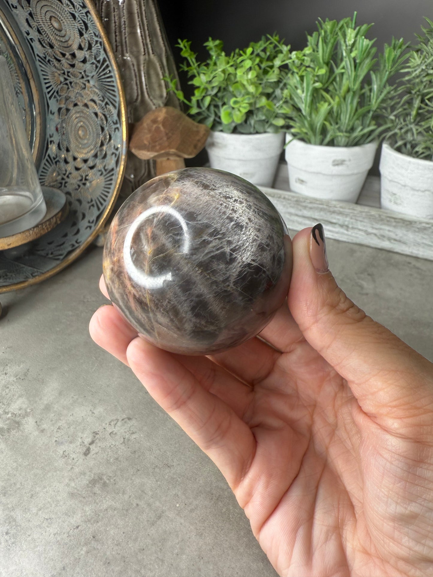 Black Moonstone Crystal Sphere - 134g
