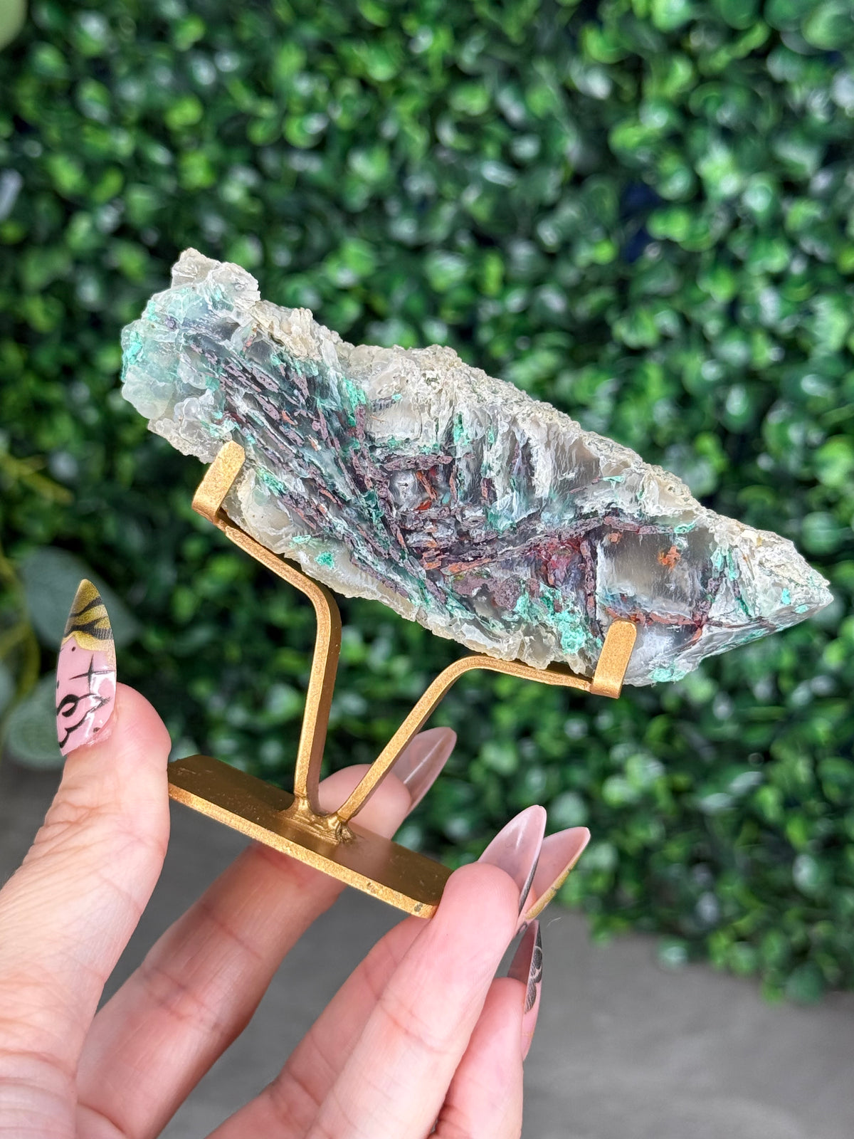 Chrysocolla with Native Copper in Chalcedony