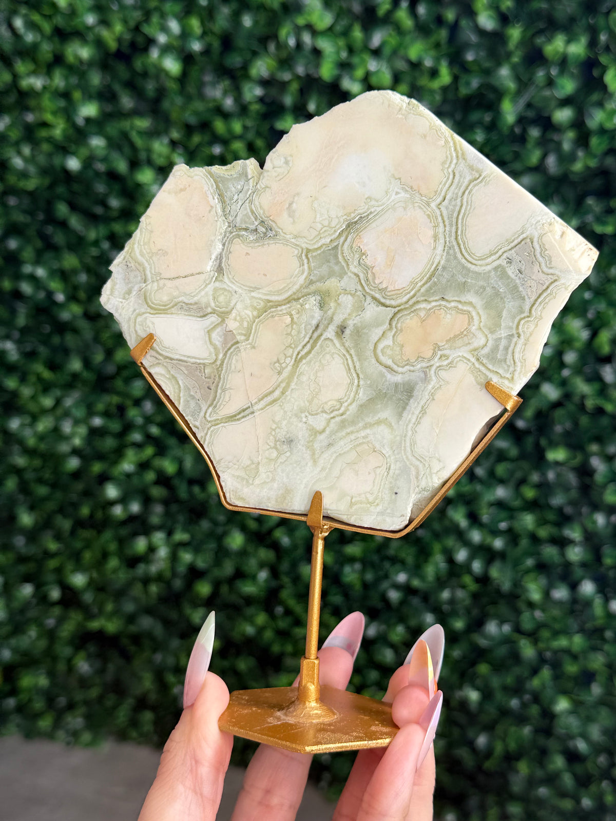 Green Milano Jasper Slab Crystal Carving - Indonesia B