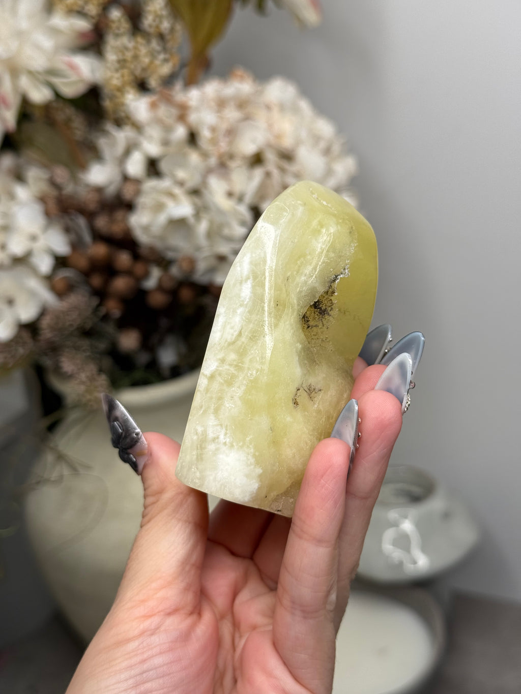 Yellow Aragonite Freeform Crystal Carvings K - Pakistan