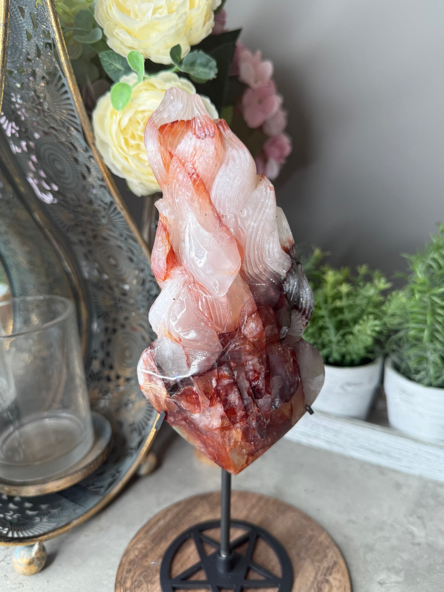 Fire Quartz Crystal Nine Tail Fox Statement Piece