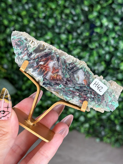 Chrysocolla with Native Copper in Chalcedony