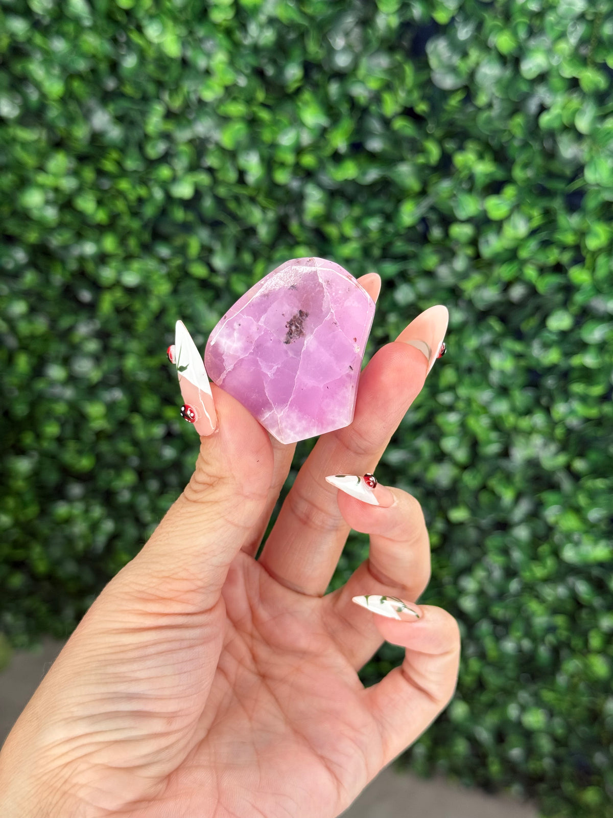 Pink Aragonite AAA with gold Stand from Afghanistan D