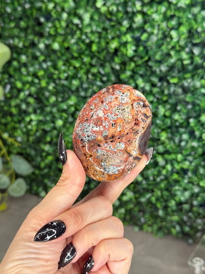 Red Marcasite palmstone Crystal carving N - Indonesia