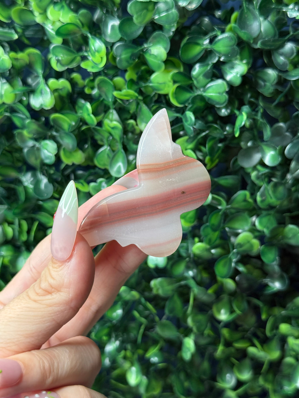 Pink Banded Onyx Mini Butterfly Crystal Carvings - Pakistan