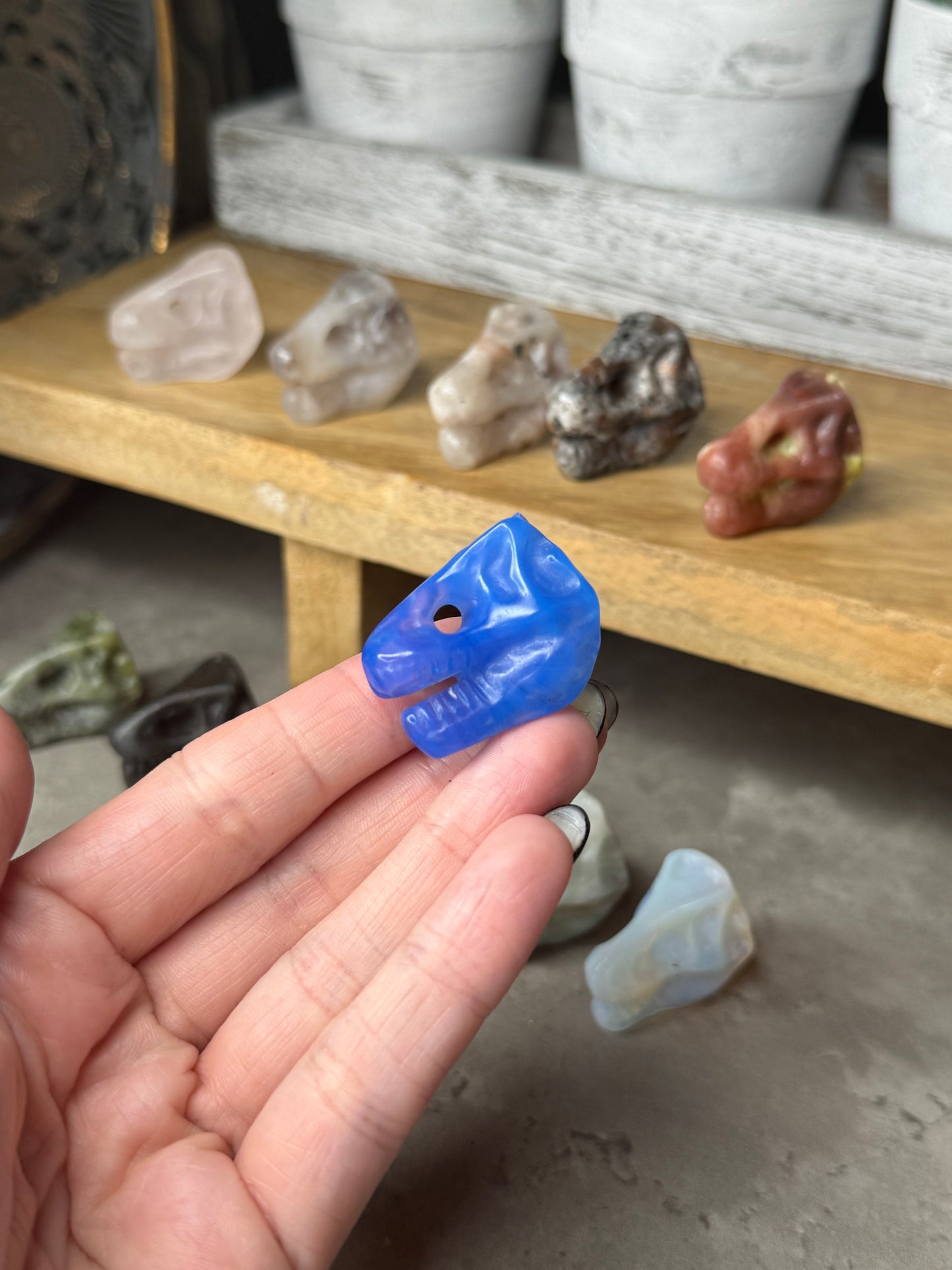 T Rex Dinosaur Head Mini Crystal Carvinf