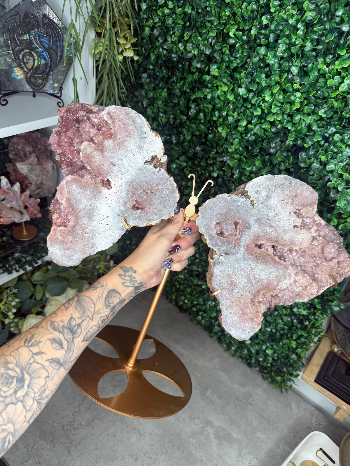 3.5kg XL Pink Amethyst Geode Butterfly Winds Crystal Carving - Brazil